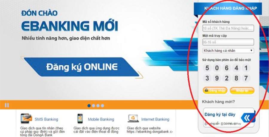 Hướng dẫn cách đăng ký internet banking Đông Á online trên trang web