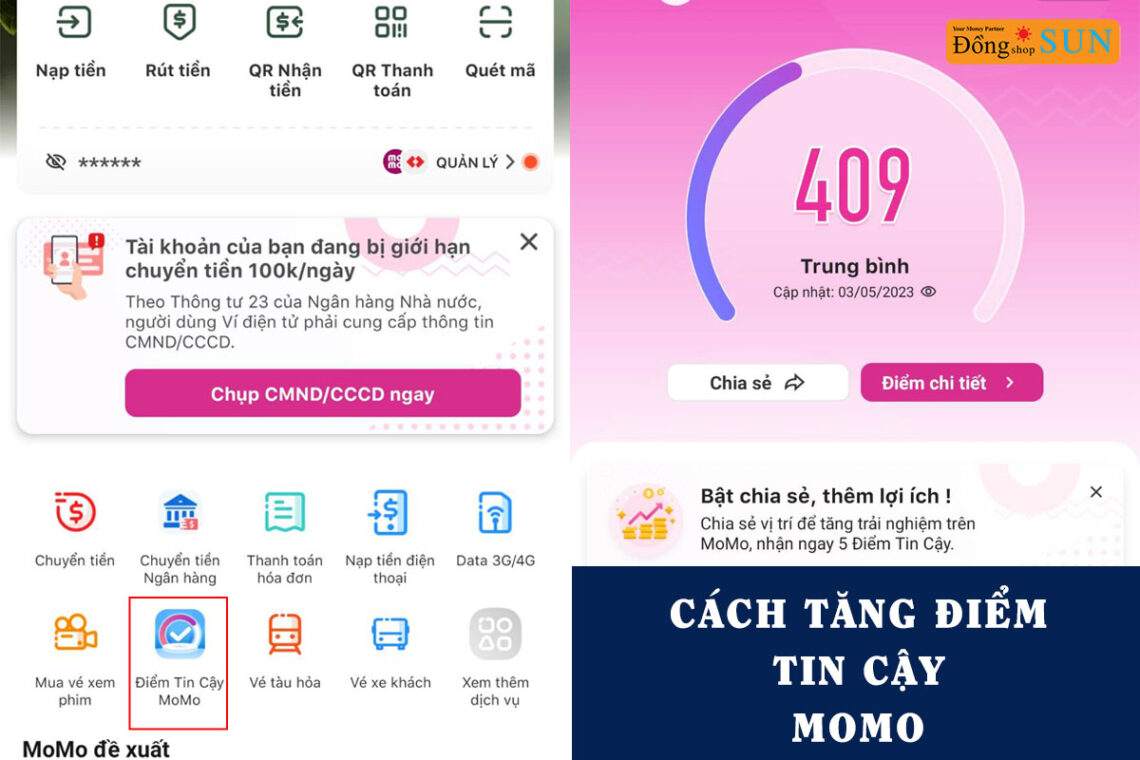 Cách tăng điểm tin cậy Momo