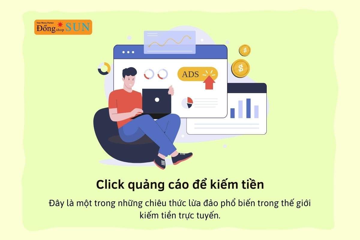 Click quảng cáo để kiếm tiền.