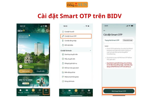 Cài đặt Smart OTP và vân tay/FaceID trên BIDV