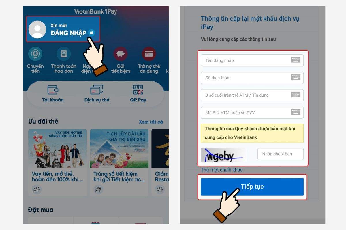Hướng dẫn cách lấy lại tên đăng nhập qua ứng dụng VietinBank iPay nhanh chóng