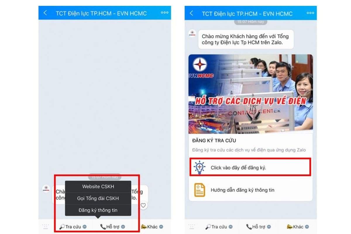 Kiểm tra tiền điện qua Zalo