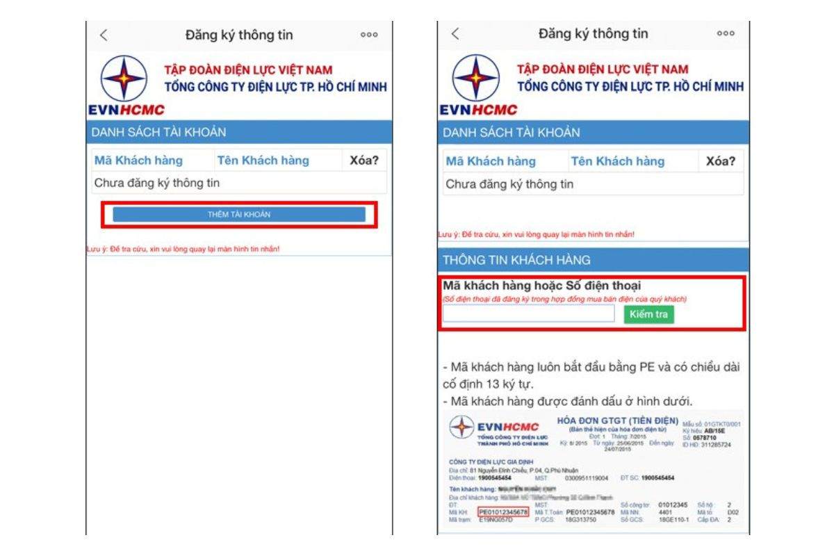 Hướng dẫn kiểm tra hóa đơn tiền điện qua Zalo chọn vào mục “Thêm tài khoản”
