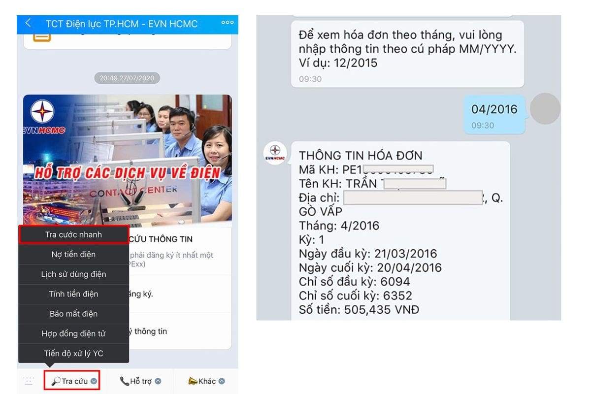 Hướng dẫn kiểm tiền điện qua ứng dụng Zalo