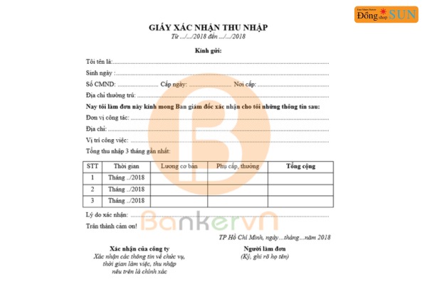 Giấy xác nhận thu nhập