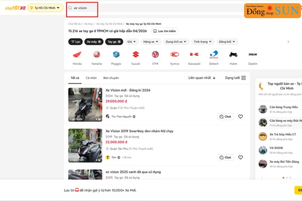 Cập nhật giá xe trên "Chợ Tốt"
