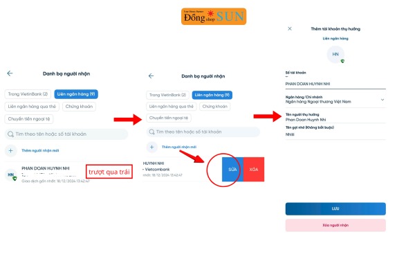 Cách chỉnh sửa thông tin người thụ hưởng VietinBank iPay