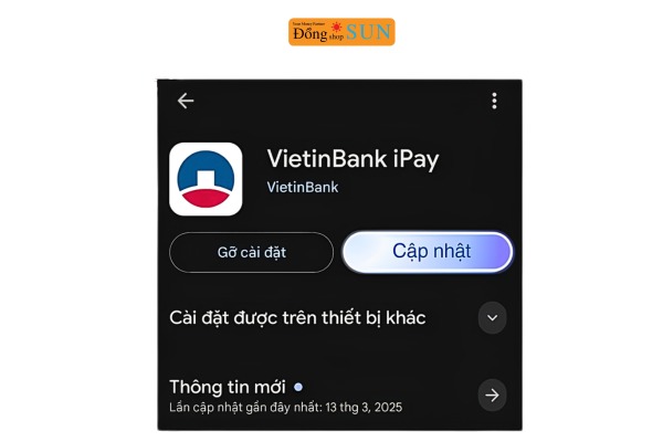Cài đặt phiên bản VietinBank iPay mới nhất