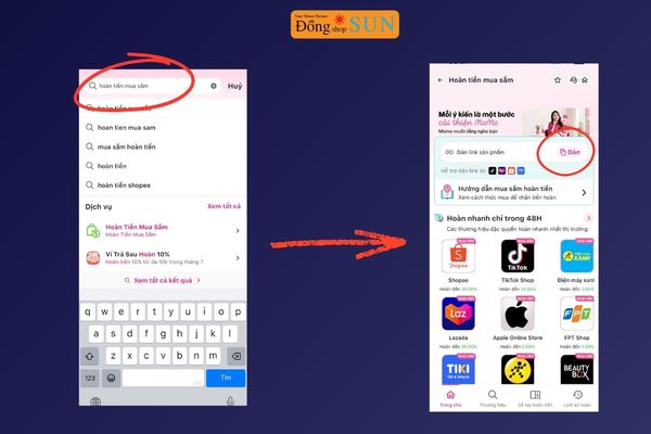 Cách nhận hoàn tiền mua sắm trên Momo