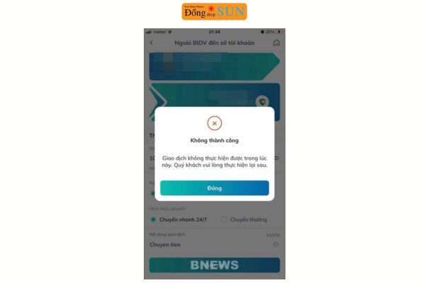 Khi giao dịch gặp sự cố