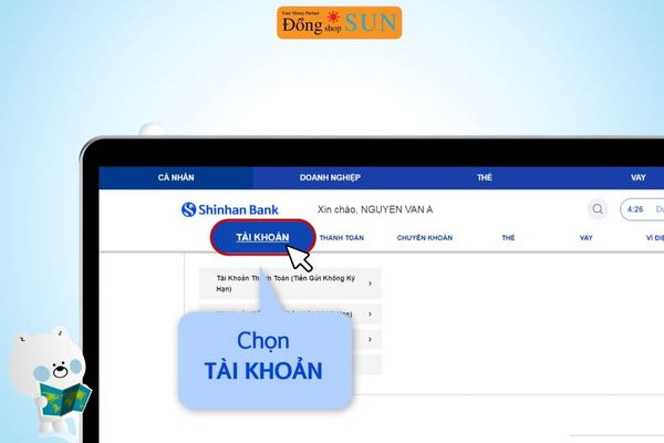 Chọn Tài khoản
